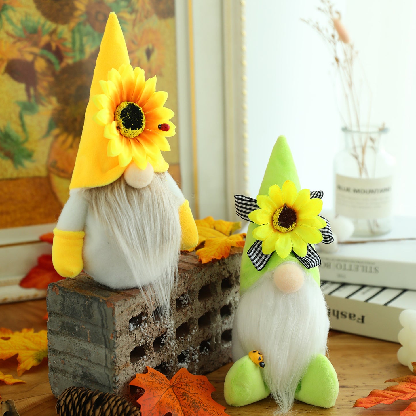 Sunflower Bumble Bee Striped Gnome Scandinavian Honey Bee Elfs Home Decorative Plush Doll Figurines Faceless Doll Ornament