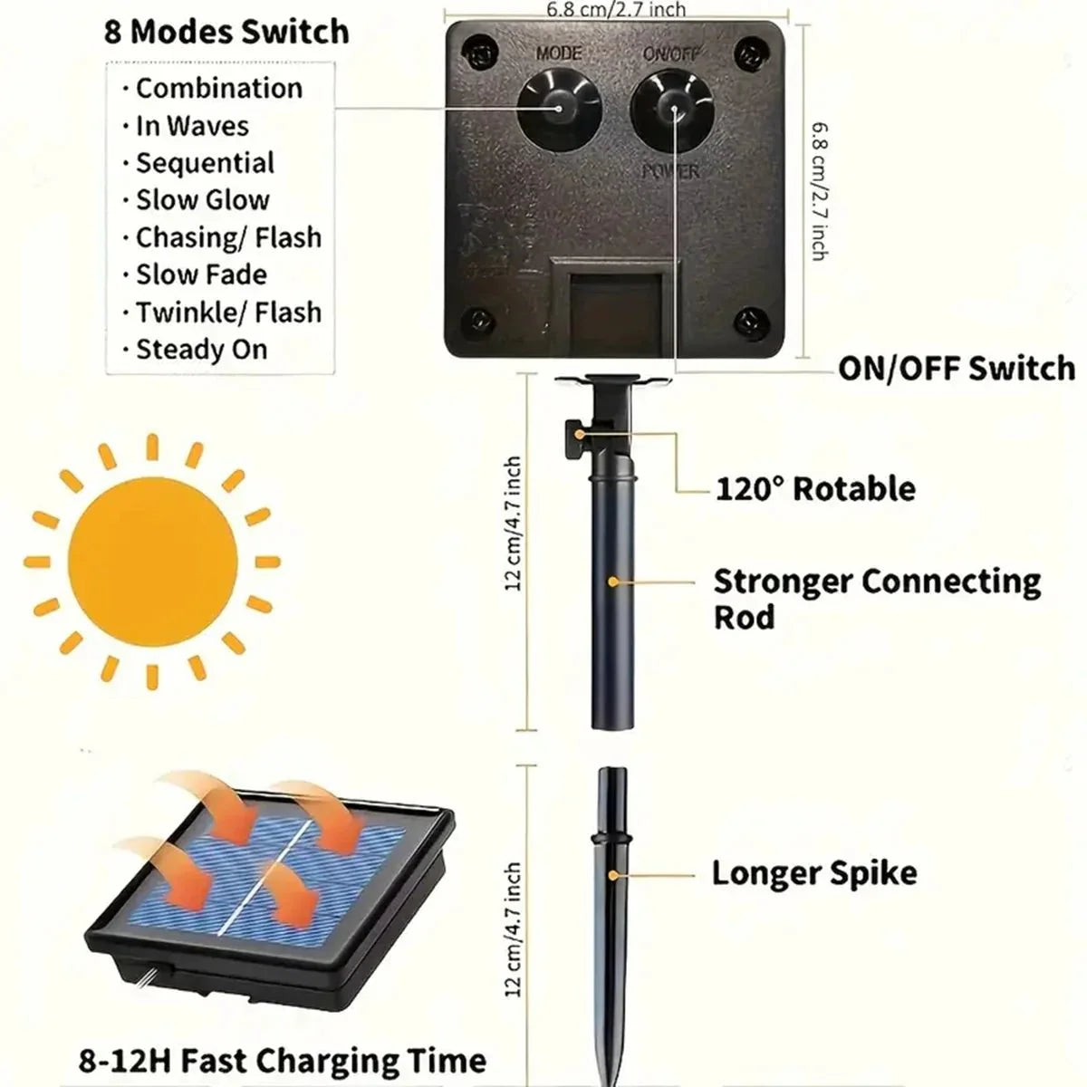 1pc Solar LED String Light 50LED