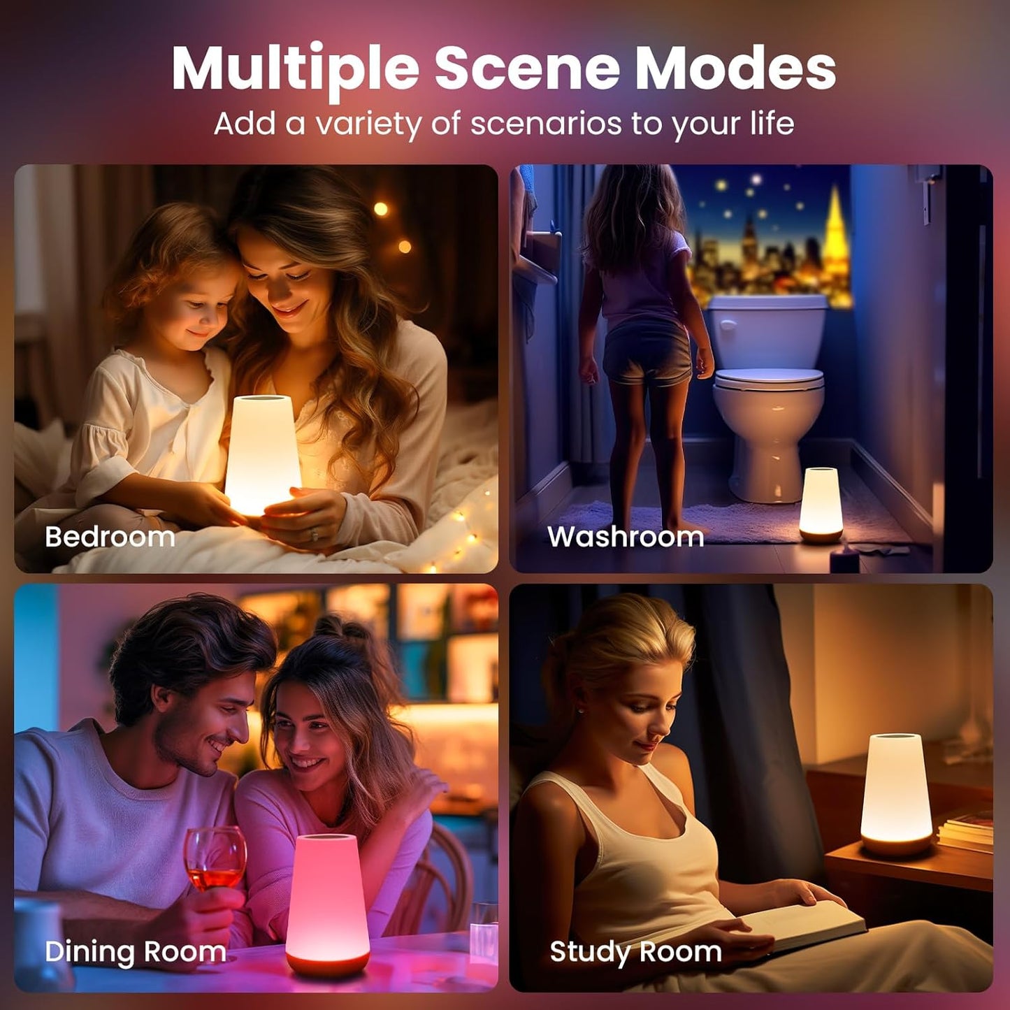Dimmable Touch Lamp | 5 Brightness Levels | 13 RGB Colors
