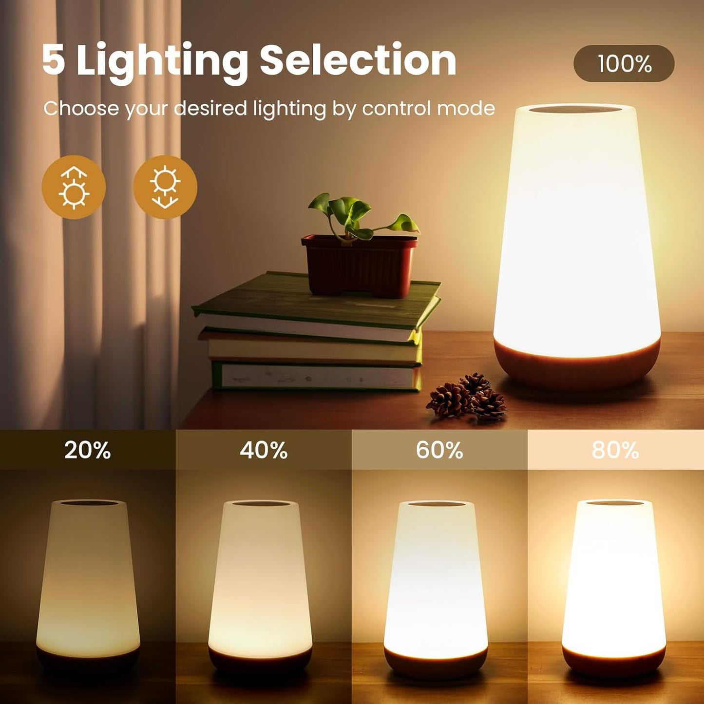 Dimmable Touch Lamp | 5 Brightness Levels | 13 RGB Colors