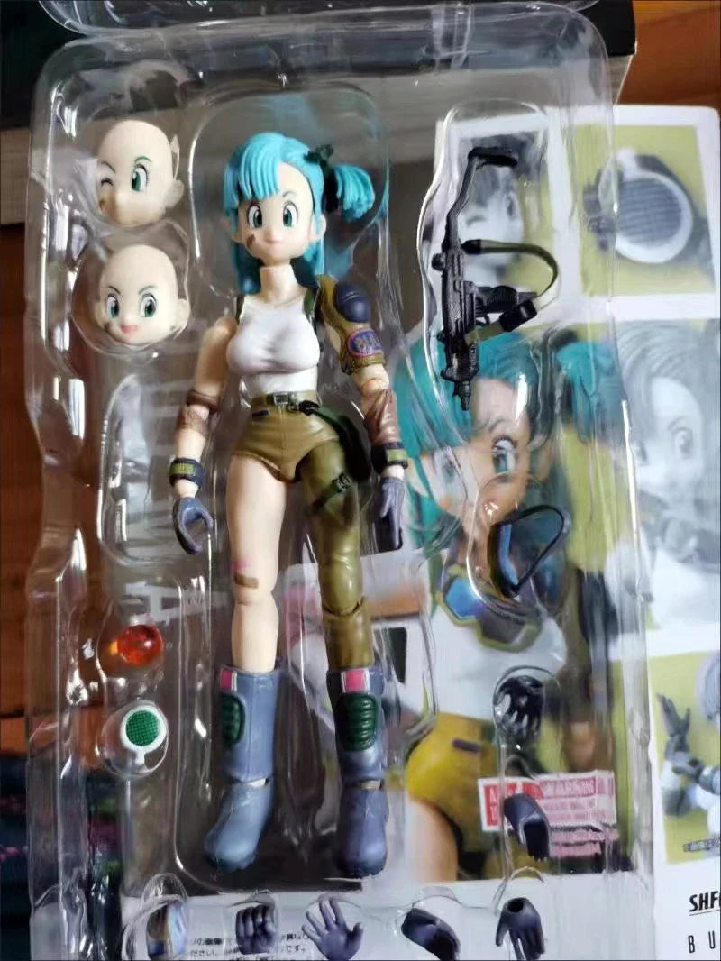 Dragon Ball: 13.5cm AnimeFigures Bulma Goku Action Figure Movable PVC Collection Doll SHF Childhood Son Goku Figurine Model Toys