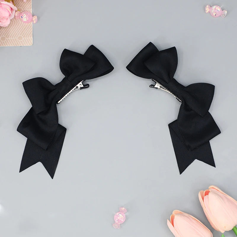 BXOXO Kawaii Handmade Bow Hairclip Anime Lolita Hairpin Cosplay Headdress JK Uniform Hair Accessory Xmas Gifts