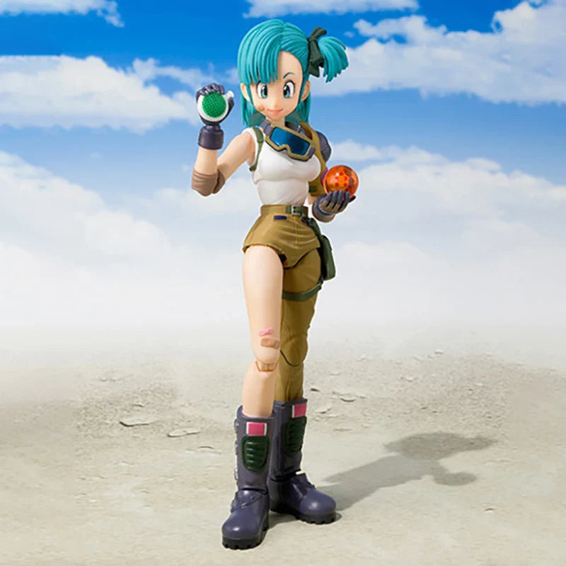 Dragon Ball: 13.5cm AnimeFigures Bulma Goku Action Figure Movable PVC Collection Doll SHF Childhood Son Goku Figurine Model Toys