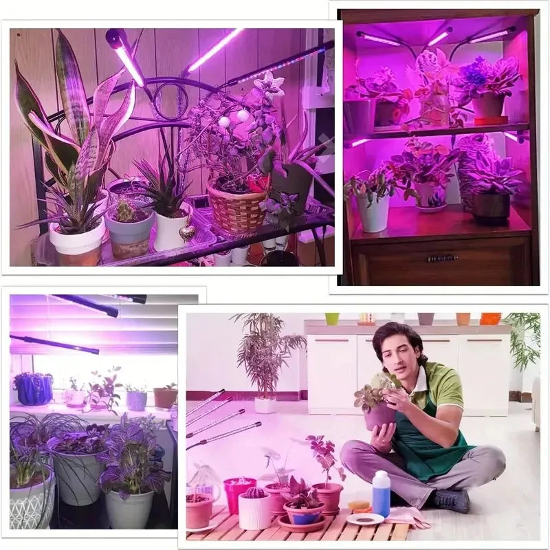 USB LED Plant Grow Light | 1/2/3/4 Head, 10 Dimming Levels, Timer