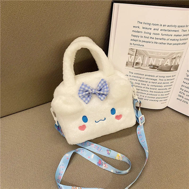 Sanrio Kawaii Plush Handbag – Kuromi, Cinnamoroll, My Melody Travel & Cosmetic Storage Bag