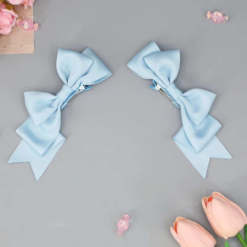 BXOXO Kawaii Handmade Bow Hairclip Anime Lolita Hairpin Cosplay Headdress JK Uniform Hair Accessory Xmas Gifts