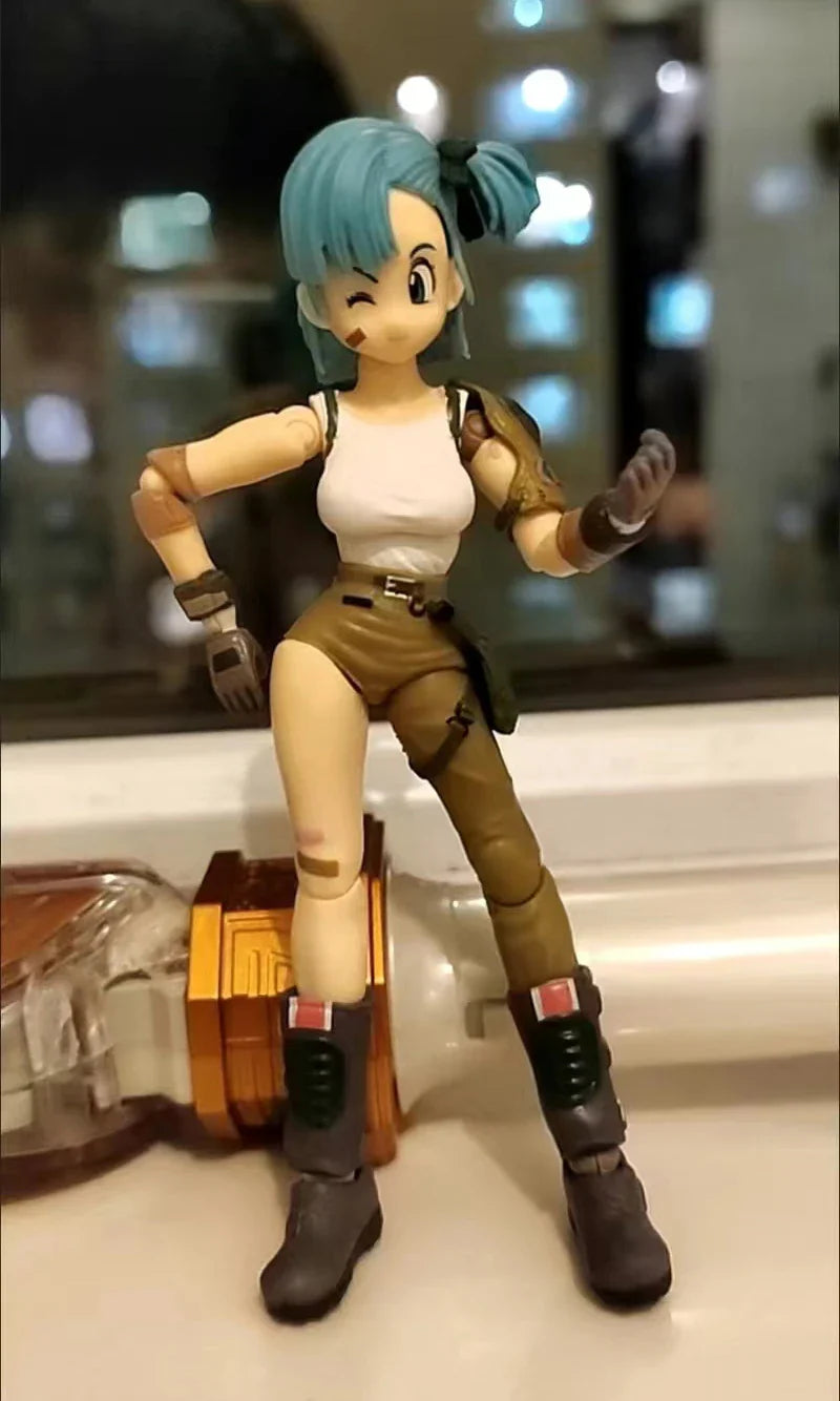 Dragon Ball: 13.5cm AnimeFigures Bulma Goku Action Figure Movable PVC Collection Doll SHF Childhood Son Goku Figurine Model Toys