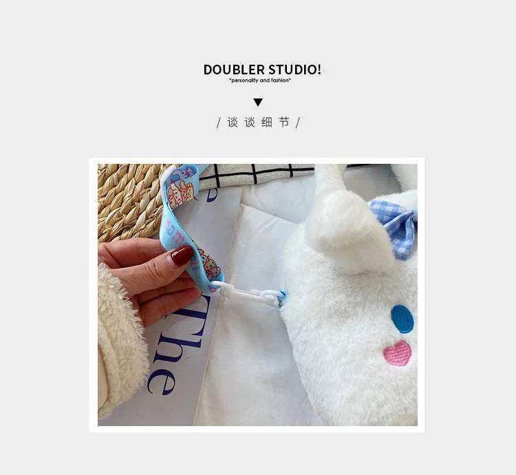 Sanrio Kawaii Plush Handbag – Kuromi, Cinnamoroll, My Melody Travel & Cosmetic Storage Bag