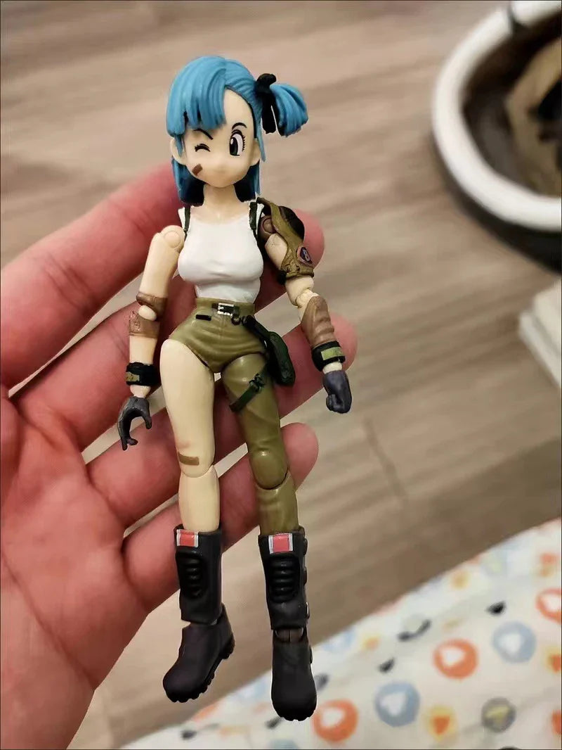 Dragon Ball: 13.5cm AnimeFigures Bulma Goku Action Figure Movable PVC Collection Doll SHF Childhood Son Goku Figurine Model Toys