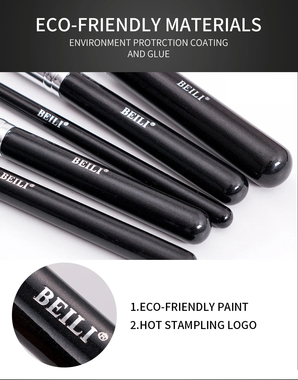 BEILI Black 12/20/22pcs Makeup Brushes Set Natural Goat Hair Powder Foundation Eyeshadow Foundation Eyebrow Make Up Brush