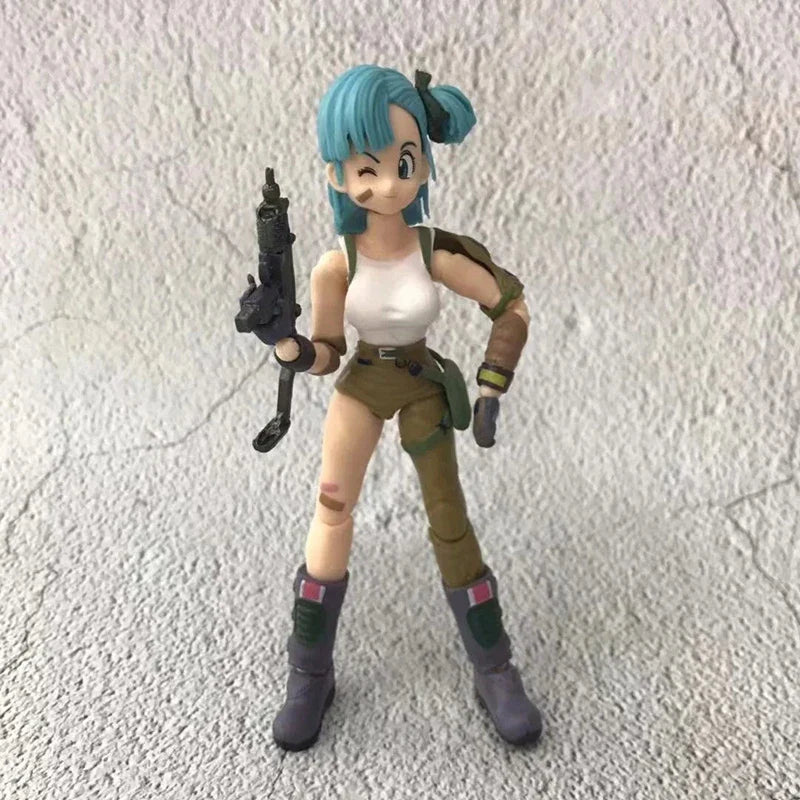 Dragon Ball: 13.5cm AnimeFigures Bulma Goku Action Figure Movable PVC Collection Doll SHF Childhood Son Goku Figurine Model Toys
