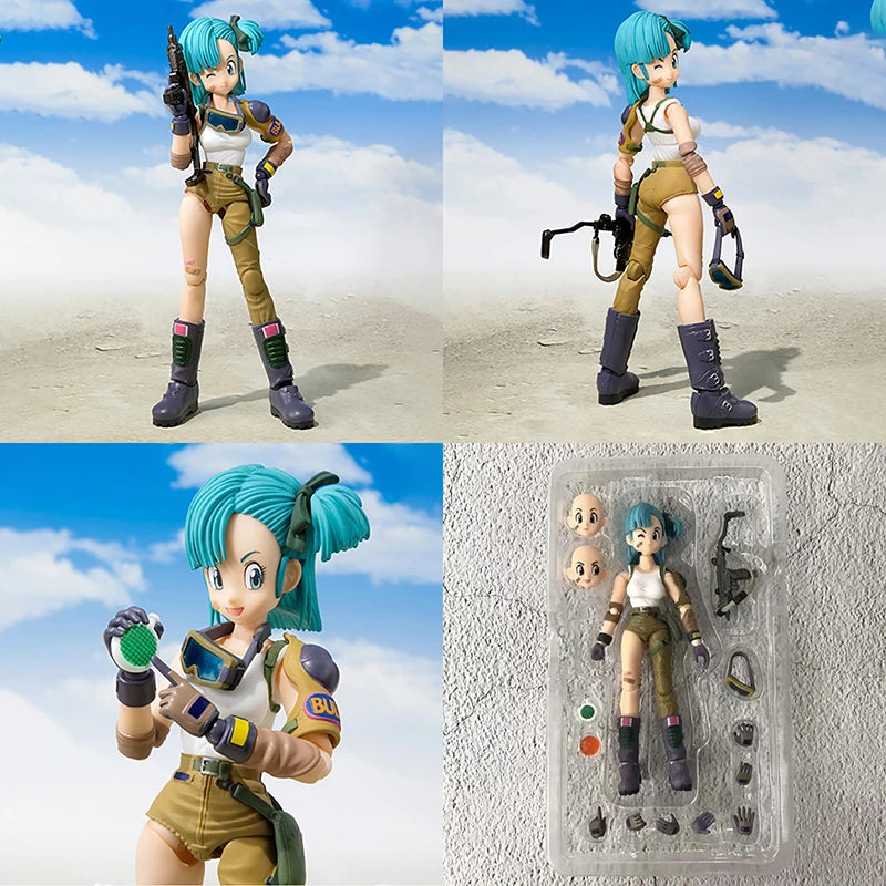 Dragon Ball: 13.5cm AnimeFigures Bulma Goku Action Figure Movable PVC Collection Doll SHF Childhood Son Goku Figurine Model Toys