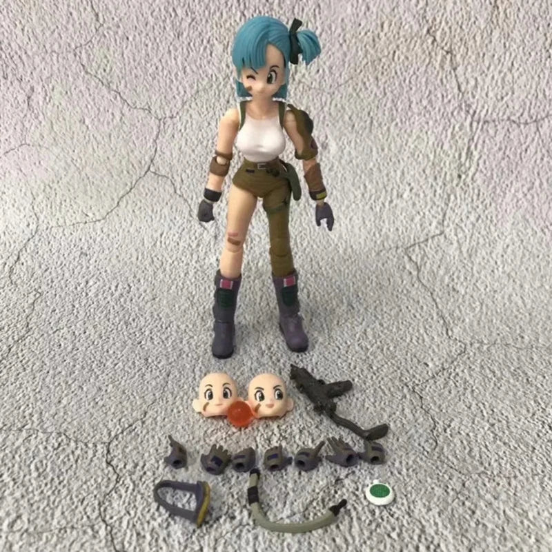 Dragon Ball: 13.5cm AnimeFigures Bulma Goku Action Figure Movable PVC Collection Doll SHF Childhood Son Goku Figurine Model Toys
