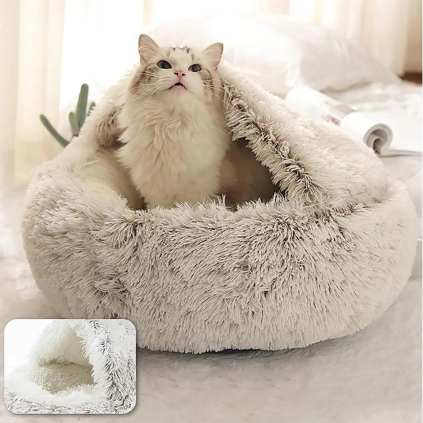 Kupingo™ Soft Plush Pet Bed with Round Cover