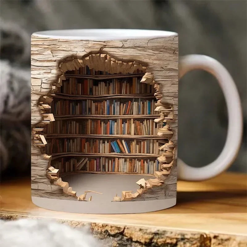 Ceramic 3D Library Book Mug