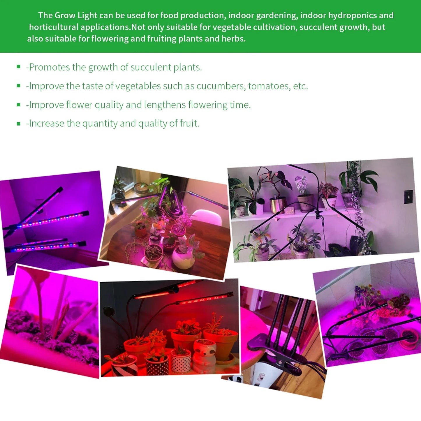 USB LED Plant Grow Light | 1/2/3/4 Head, 10 Dimming Levels, Timer