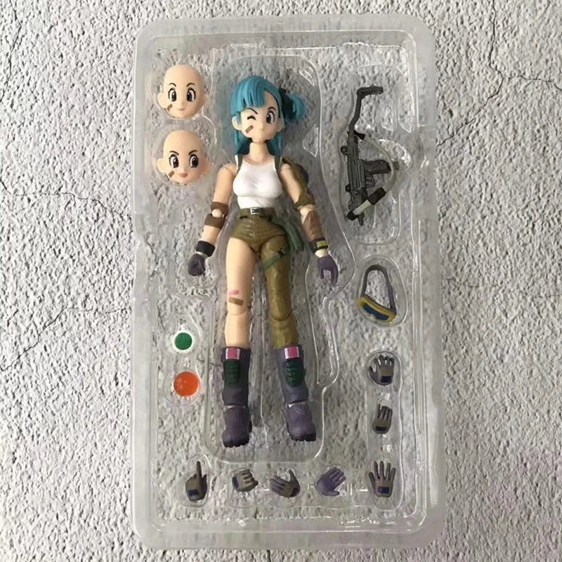 Dragon Ball: 13.5cm AnimeFigures Bulma Goku Action Figure Movable PVC Collection Doll SHF Childhood Son Goku Figurine Model Toys