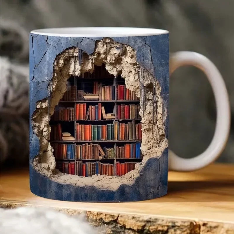 Ceramic 3D Library Book Mug