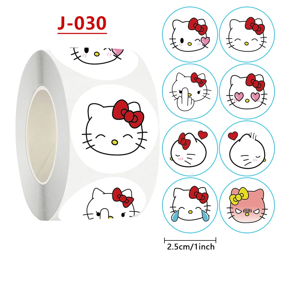 500pcs/Roll Cartoon Sanrio Stickers Kawaii Hello Kitty Kuromi Melody Diy Pvc Laptop Decals Decoration Sticker Kid Reward Gift Toy