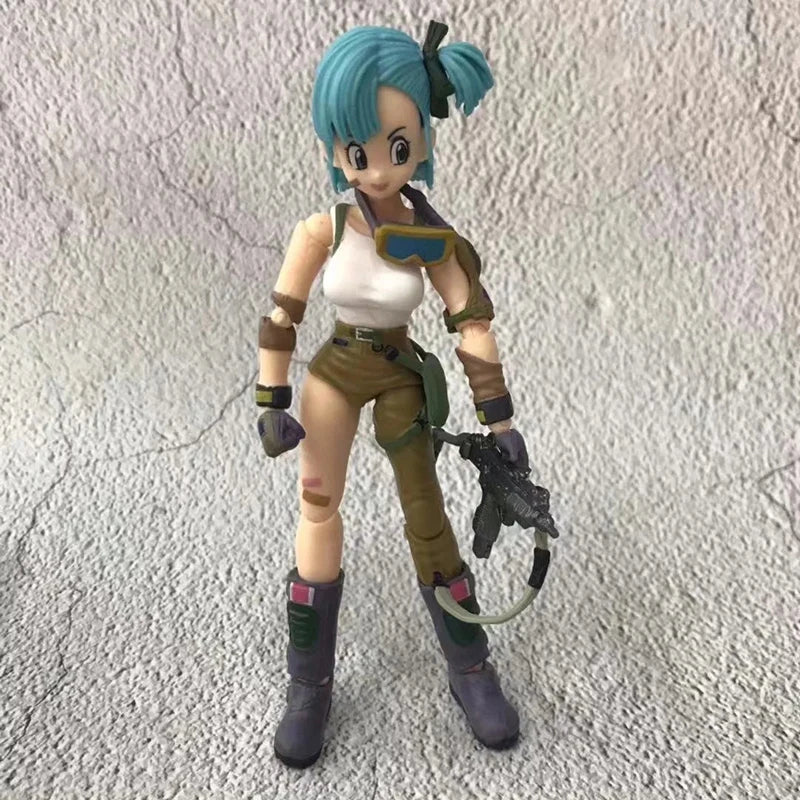 Dragon Ball: 13.5cm AnimeFigures Bulma Goku Action Figure Movable PVC Collection Doll SHF Childhood Son Goku Figurine Model Toys