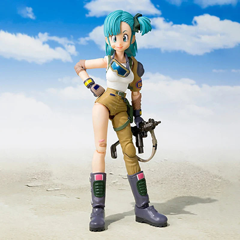 Dragon Ball: 13.5cm AnimeFigures Bulma Goku Action Figure Movable PVC Collection Doll SHF Childhood Son Goku Figurine Model Toys