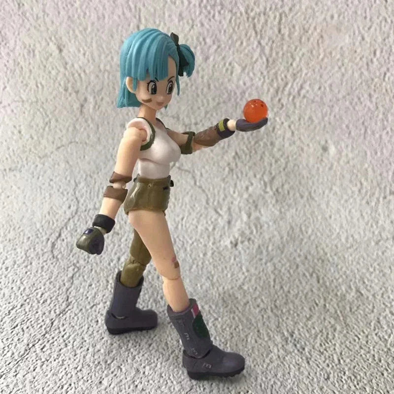 Dragon Ball: 13.5cm AnimeFigures Bulma Goku Action Figure Movable PVC Collection Doll SHF Childhood Son Goku Figurine Model Toys