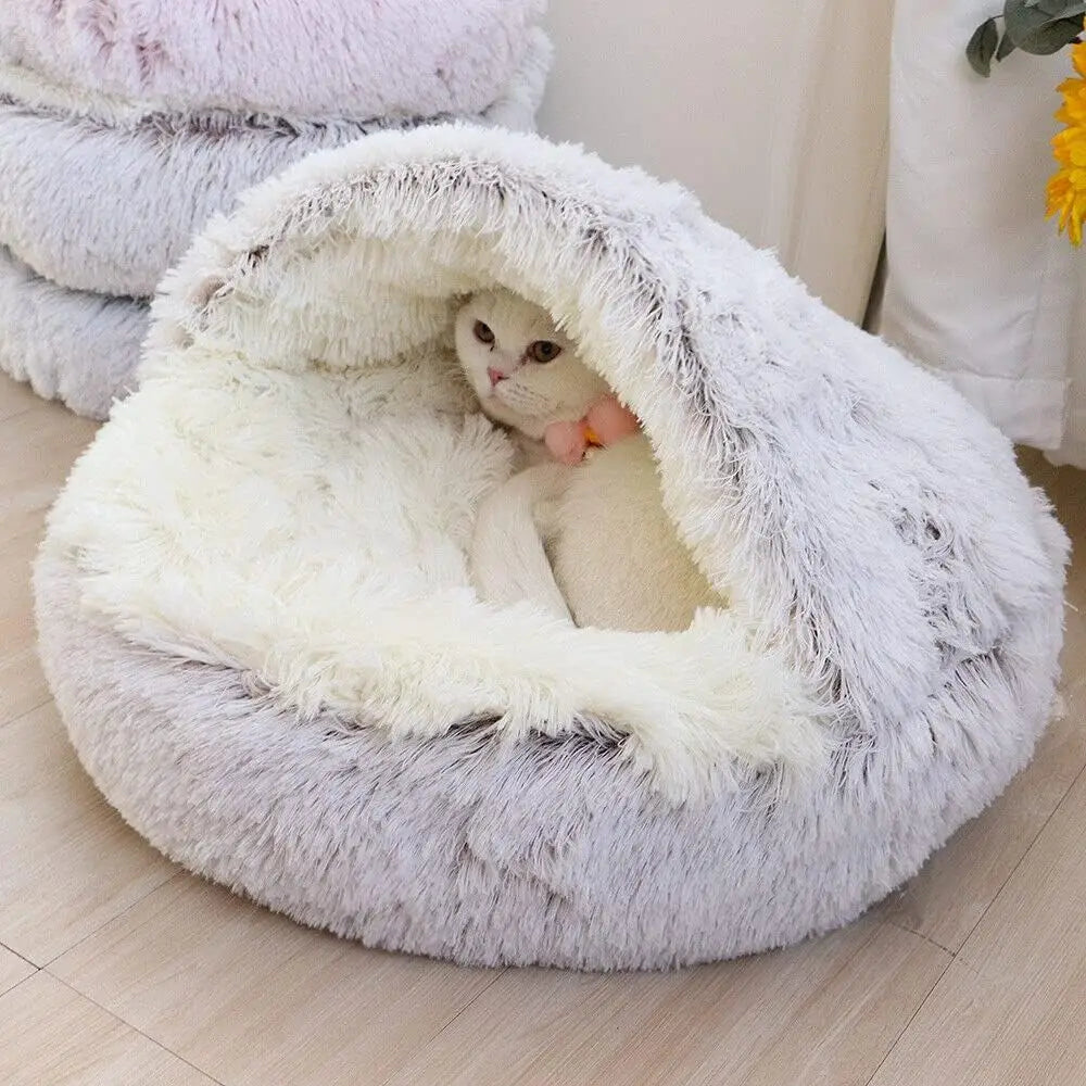 Kupingo™ Soft Plush Pet Bed with Round Cover