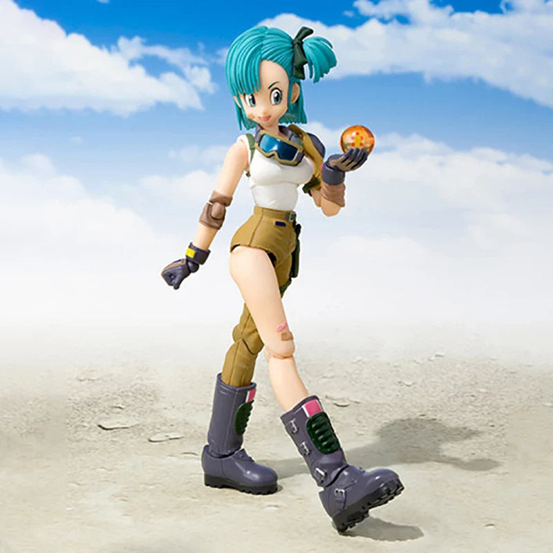 Dragon Ball: 13.5cm AnimeFigures Bulma Goku Action Figure Movable PVC Collection Doll SHF Childhood Son Goku Figurine Model Toys