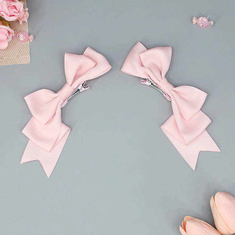 BXOXO Kawaii Handmade Bow Hairclip Anime Lolita Hairpin Cosplay Headdress JK Uniform Hair Accessory Xmas Gifts