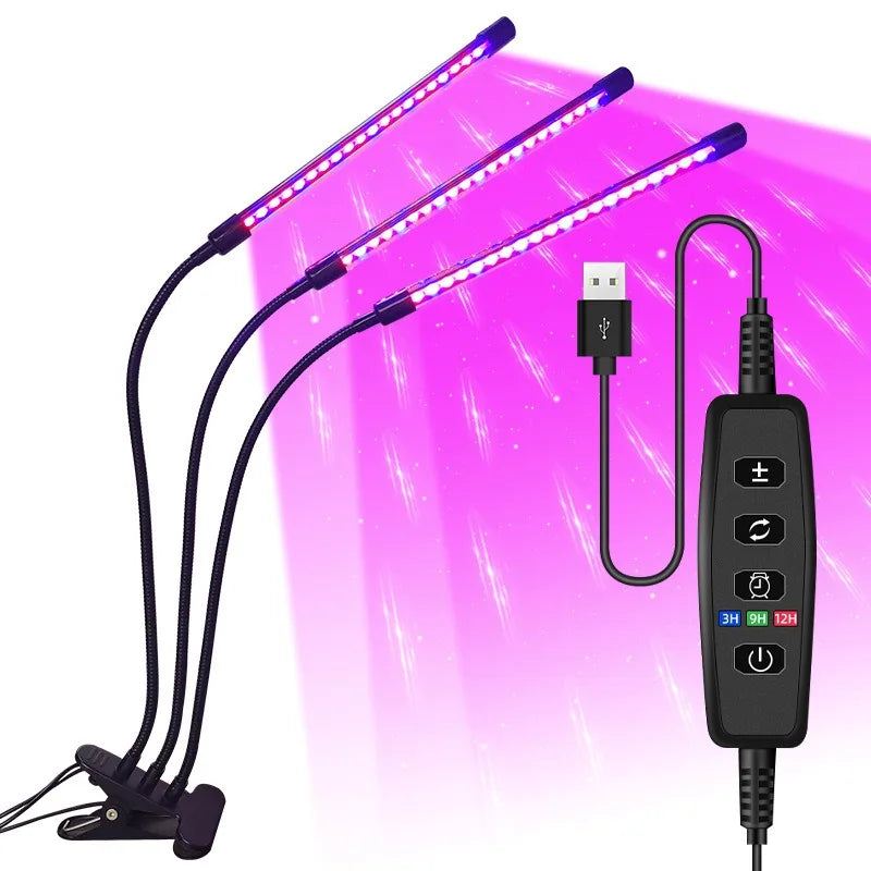 USB LED Plant Grow Light | 1/2/3/4 Head, 10 Dimming Levels, Timer
