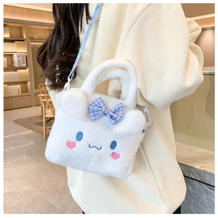 Sanrio Kawaii Plush Handbag – Kuromi, Cinnamoroll, My Melody Travel & Cosmetic Storage Bag
