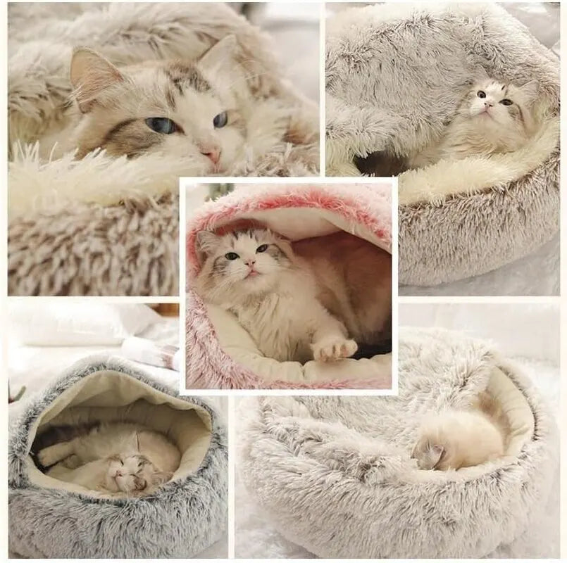 Kupingo™ Soft Plush Pet Bed with Round Cover