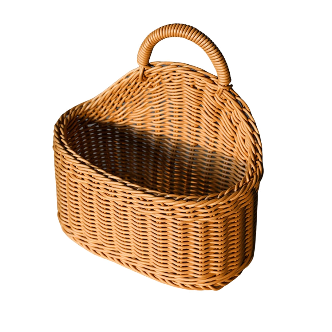 EMESA HOME Wall Mounted Vegetable and Fruit Basket, Simulated Rattan Hanging Plastic Basket, Wall-mounted Home Decoration
