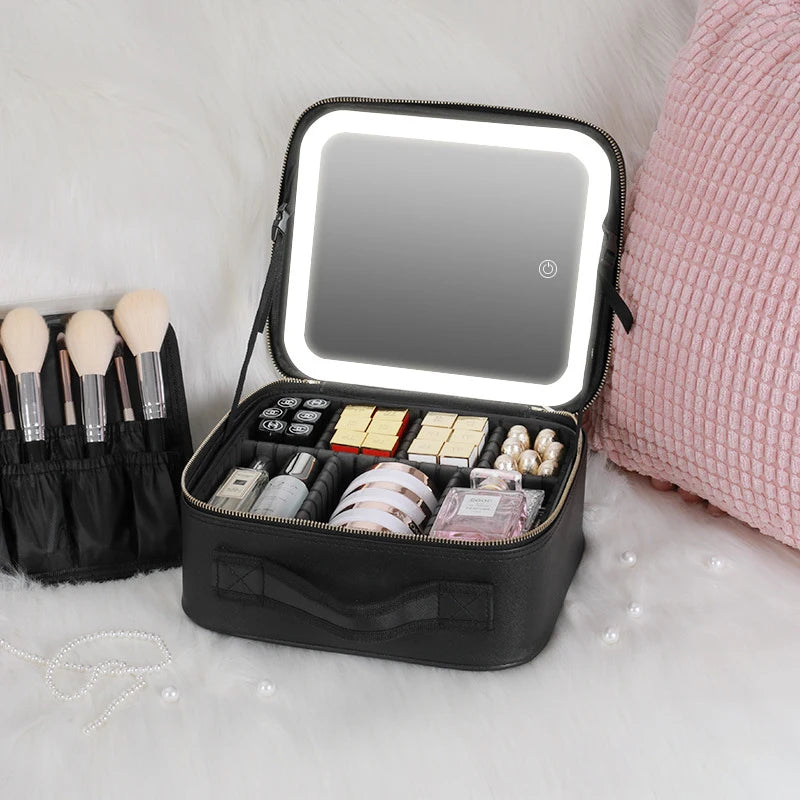 Makeup bag with LED Mirror