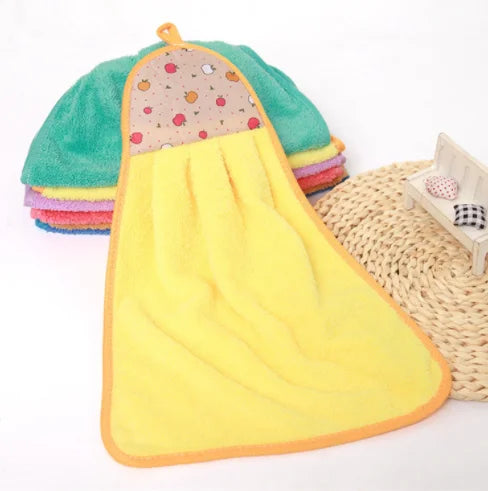Coral Velvet Bathroom Soft Hand Towel Absorbent Cloth Dishcloths Hanging Cloth Kitchen Accessories