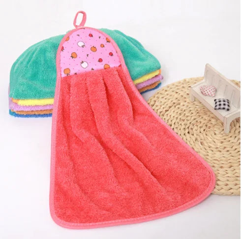 Coral Velvet Bathroom Soft Hand Towel Absorbent Cloth Dishcloths Hanging Cloth Kitchen Accessories