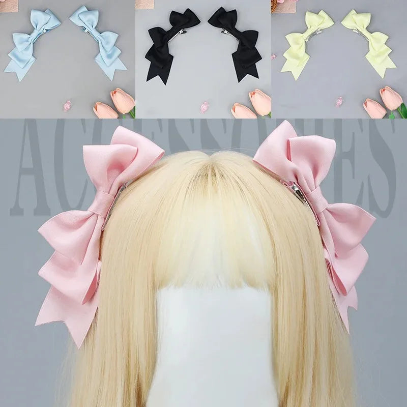 BXOXO Kawaii Handmade Bow Hairclip Anime Lolita Hairpin Cosplay Headdress JK Uniform Hair Accessory Xmas Gifts
