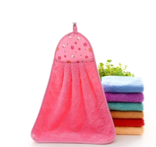 Coral Velvet Bathroom Soft Hand Towel Absorbent Cloth Dishcloths Hanging Cloth Kitchen Accessories
