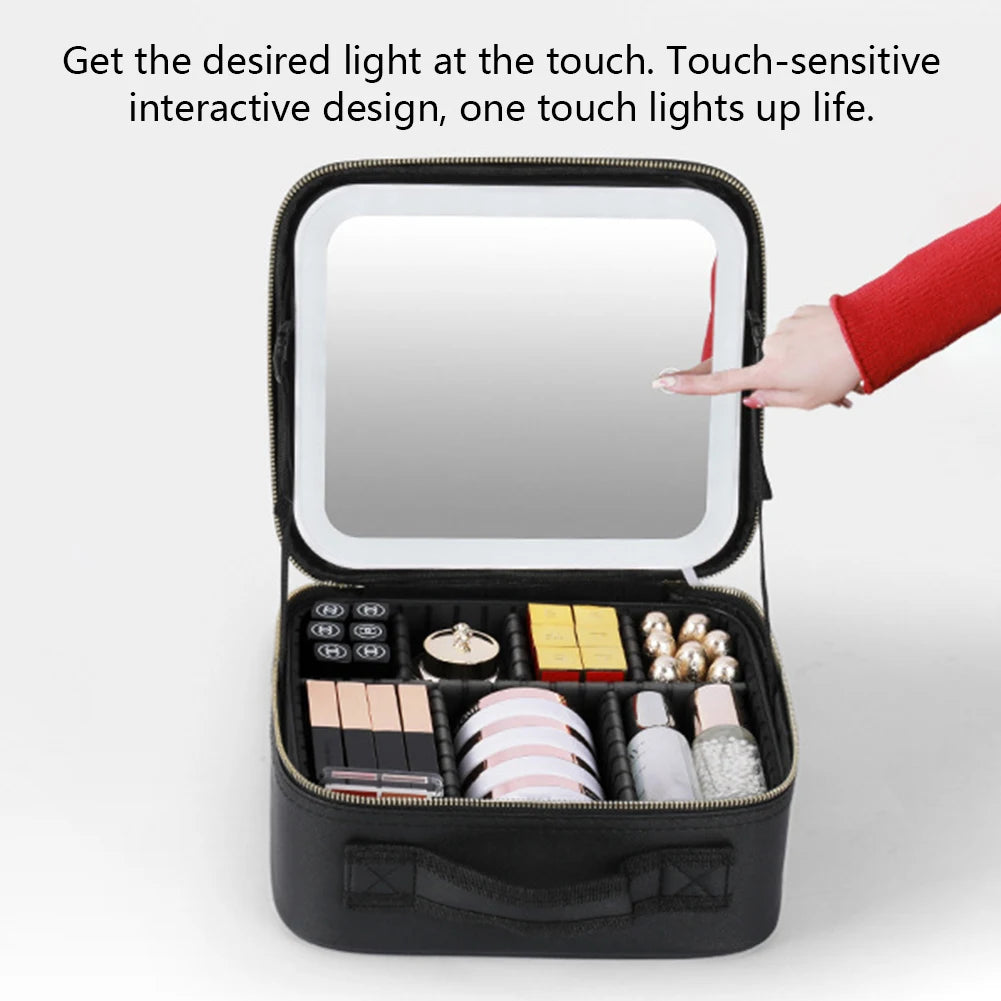 Makeup bag with LED Mirror