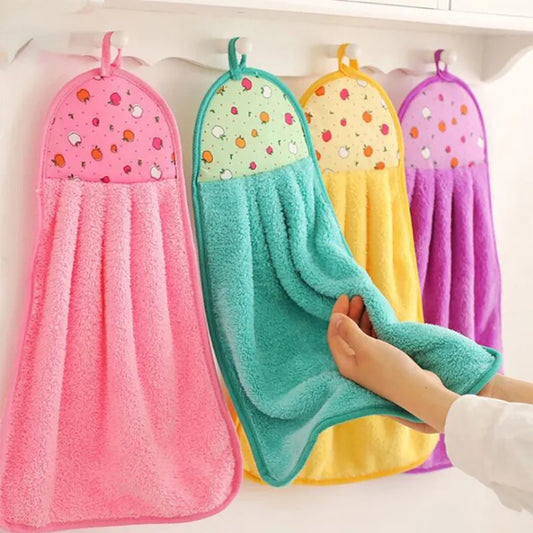 Coral Velvet Bathroom Soft Hand Towel Absorbent Cloth Dishcloths Hanging Cloth Kitchen Accessories