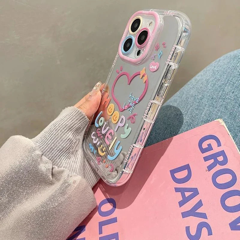 Hot Love Heart Air Cushion Mirror Phone Case | Water-Resistant, Anti-Fingerprint Half-Wrapped Y2K Girl Cover for iPhone 16, 15, 14, 13 Pro Max, 12, 11, X, XR, XS Max, 8 Plus, 7