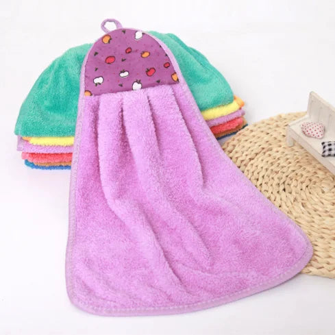 Coral Velvet Bathroom Soft Hand Towel Absorbent Cloth Dishcloths Hanging Cloth Kitchen Accessories