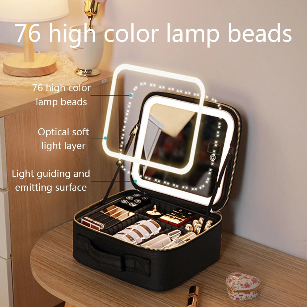 Makeup bag with LED Mirror