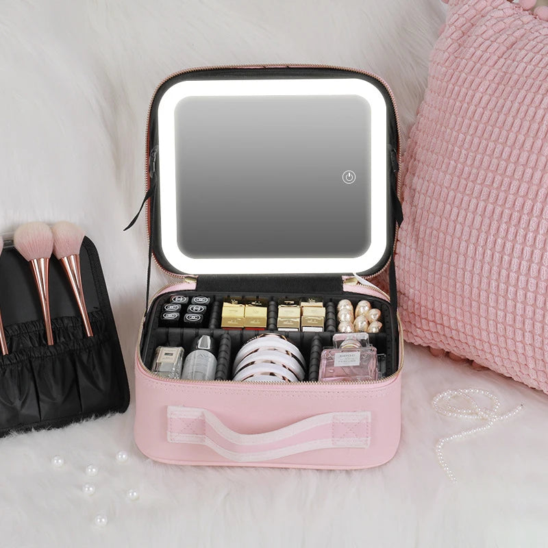 Makeup bag with LED Mirror
